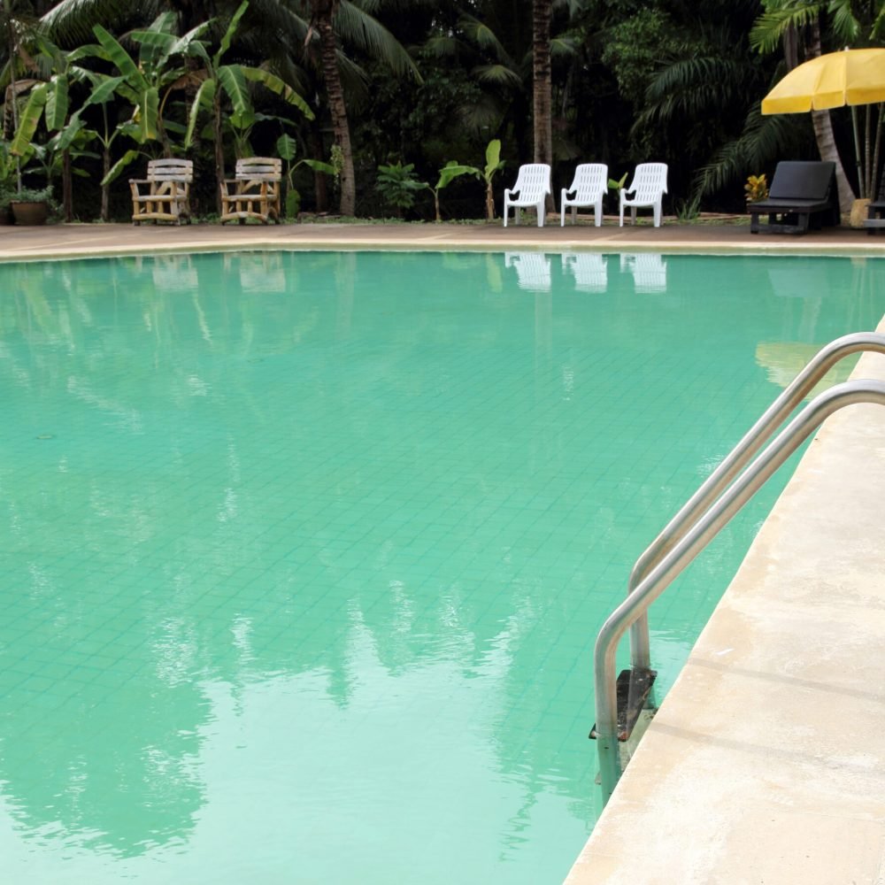 Grab bars ladder in the swimming pool